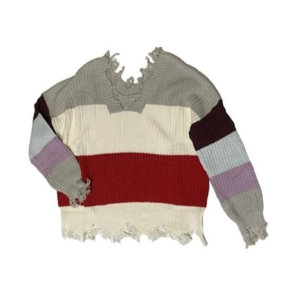 Hollow out Distressed Tassels Sweater LARGE (2121)